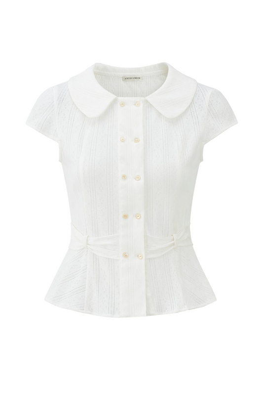 Virginia Blouse | White Pointelle