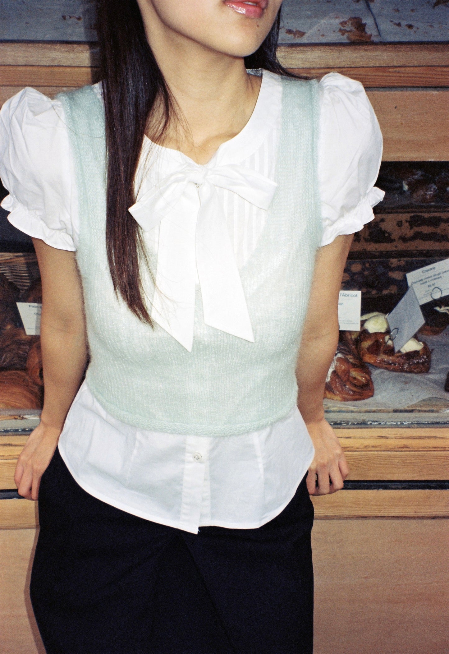 Molly Mohair Silk Vest Hand-knitted | Light Blue