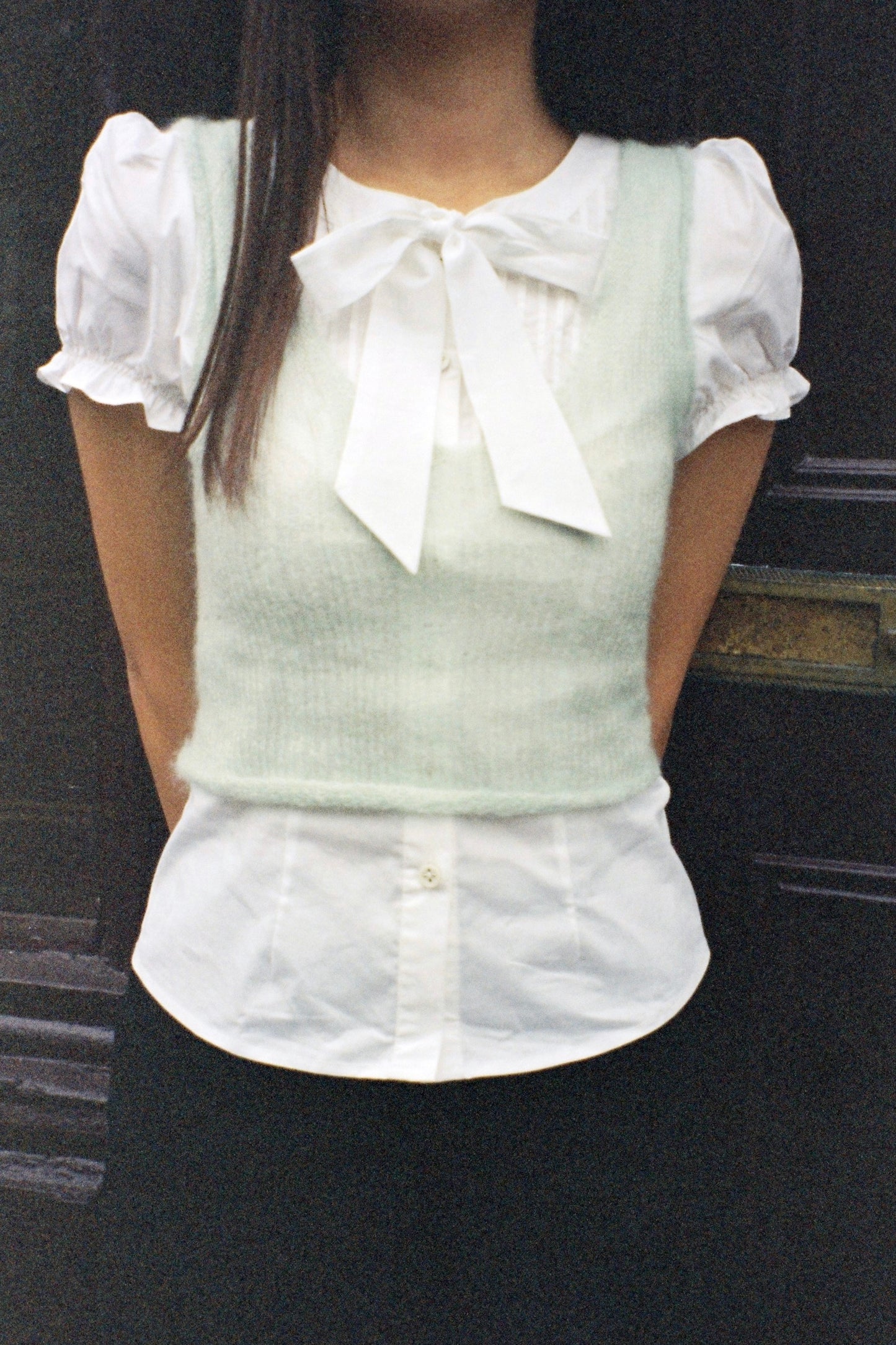 Molly Mohair Silk Vest Hand-knitted | Light Blue