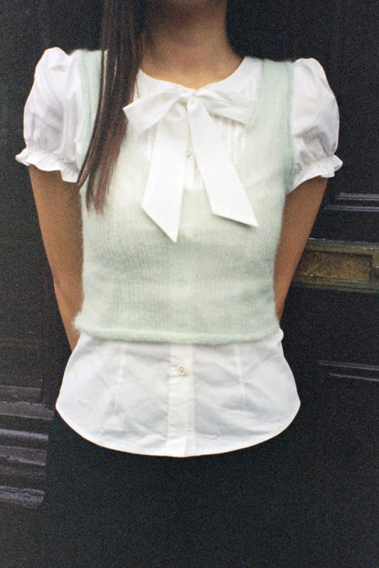 Molly Mohair Silk Vest Hand-knitted | Light Blue