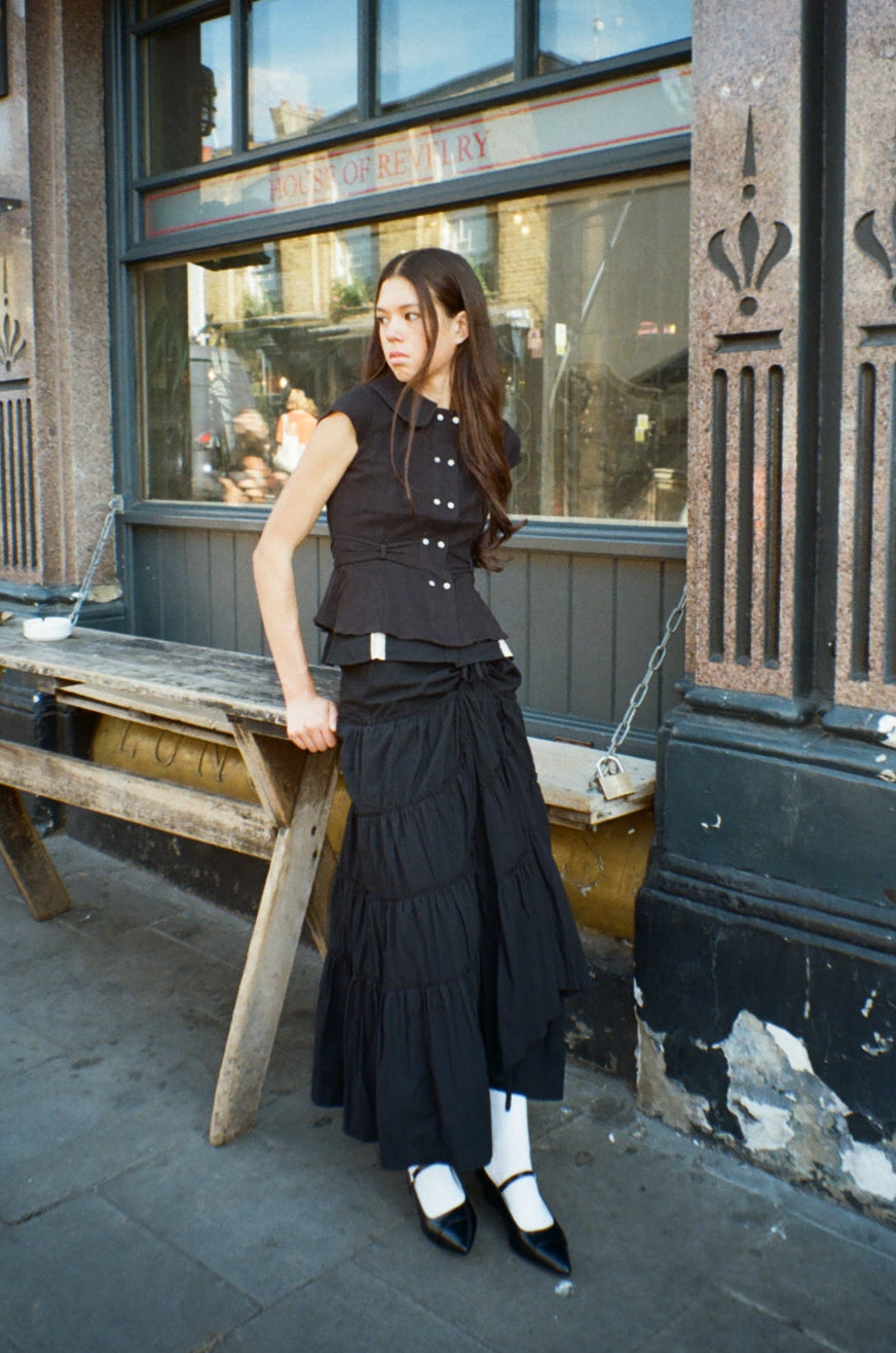 Virginia Blouse | Black Pointelle