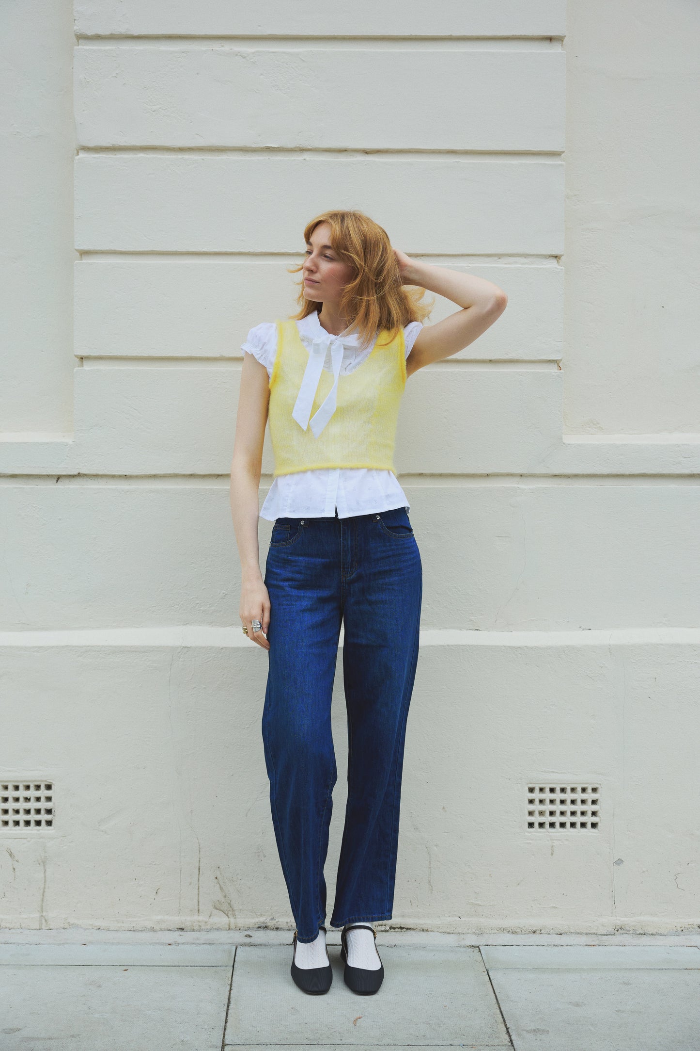 Molly Mohair Silk Vest Hand-knitted | Yellow