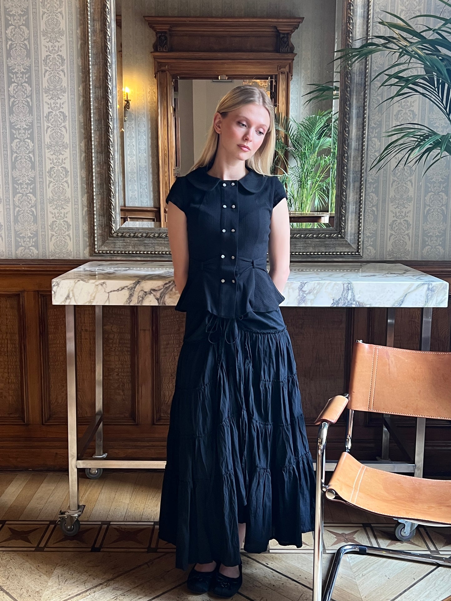 Virginia Blouse | Black Pointelle