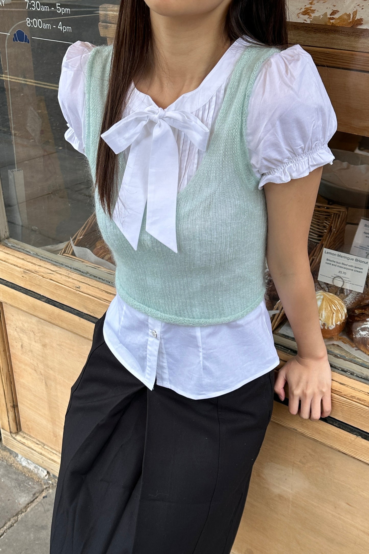 Molly Mohair Silk Vest Hand-knitted | Light Blue