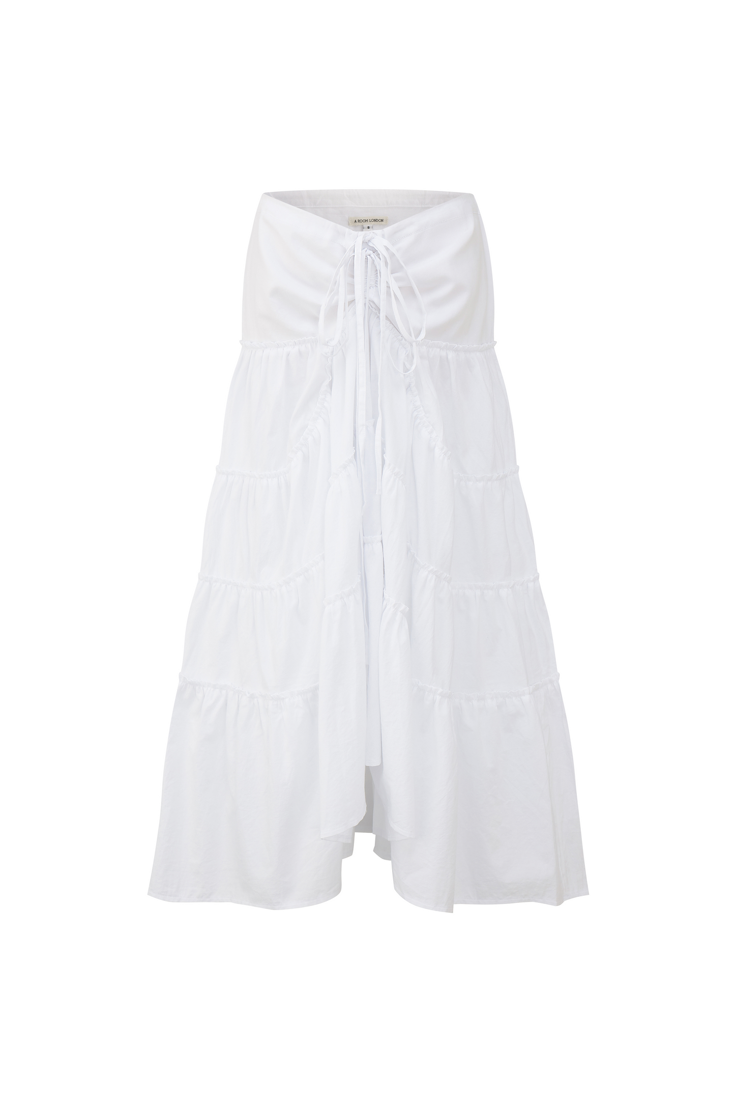 Alma Ruffle Maxi Skirt | White Cotton