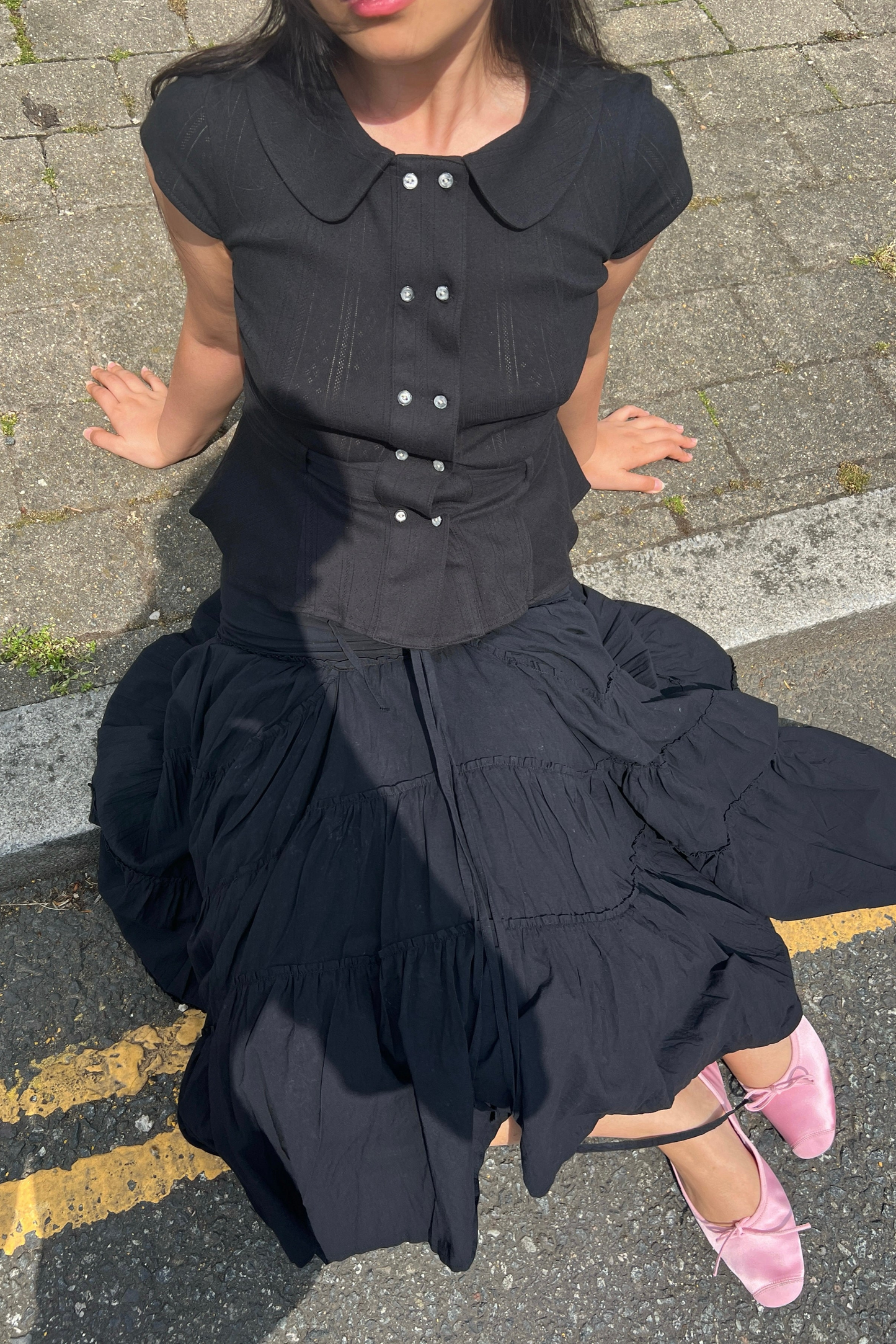 Virginia Blouse | Black Pointelle