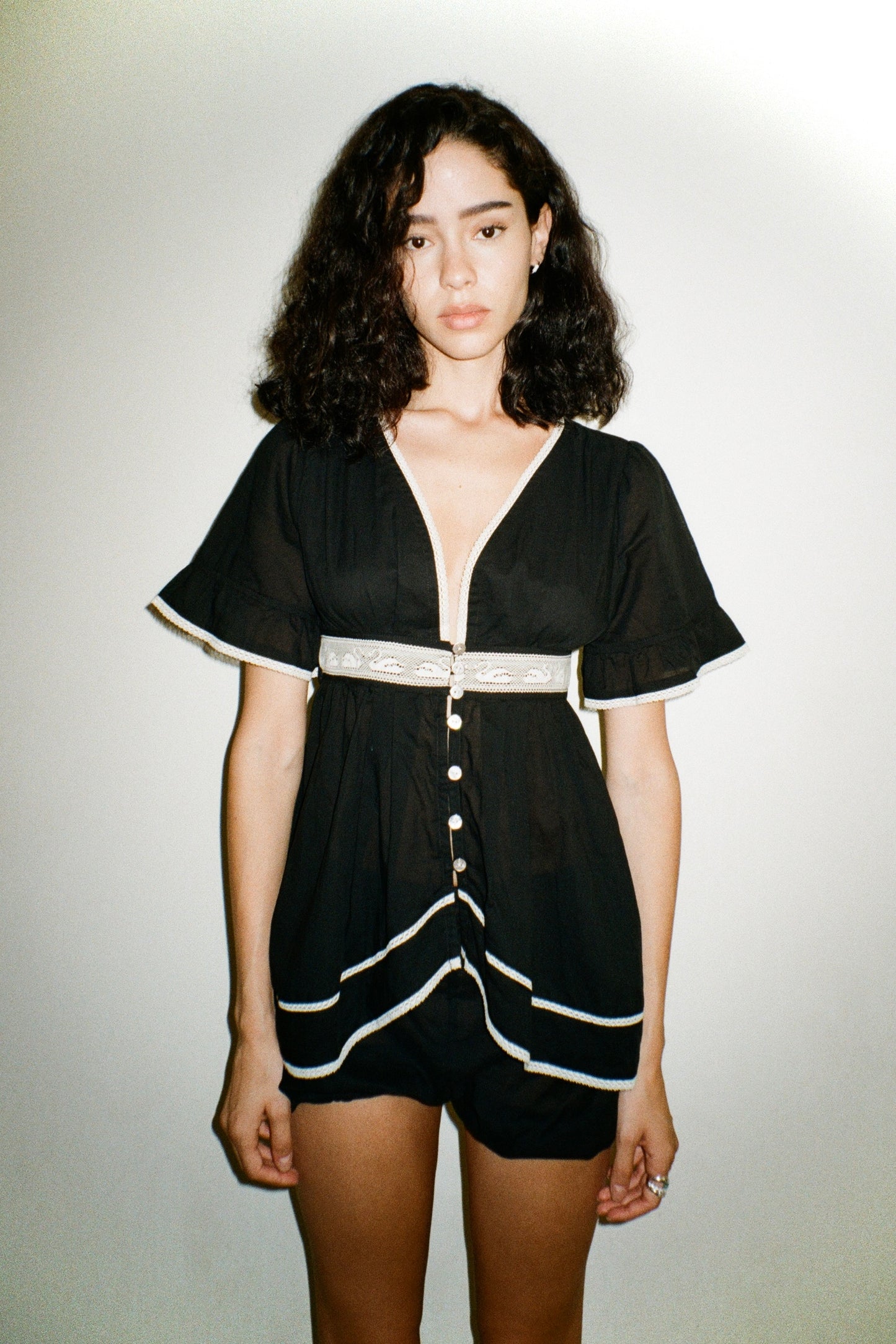 Alice Lace Blouse | Black Cotton
