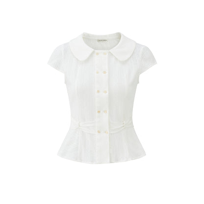 Virginia Blouse | White Pointelle