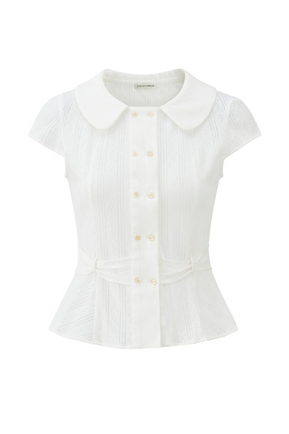 Virginia Blouse | White Pointelle