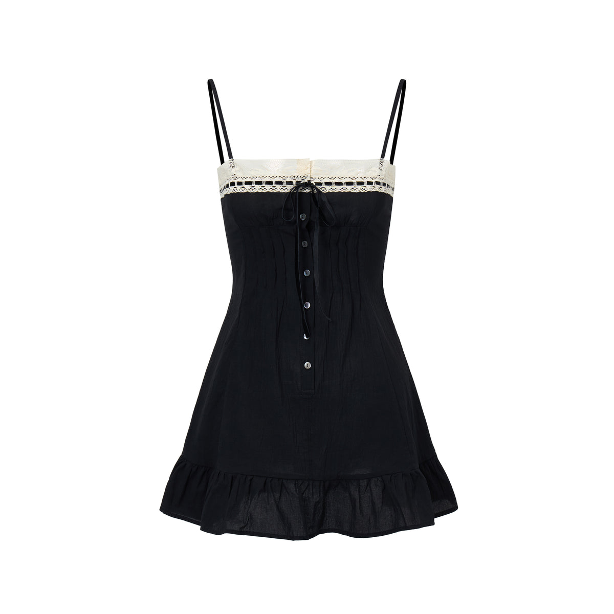 Minnie Slip Dress | Black Cotton