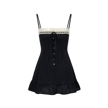Minnie Slip Dress | Black Cotton