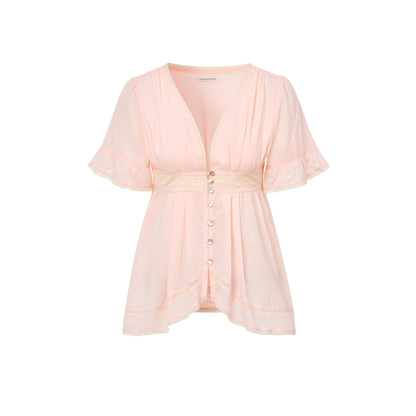 Alice Lace Blouse | Peach Cotton