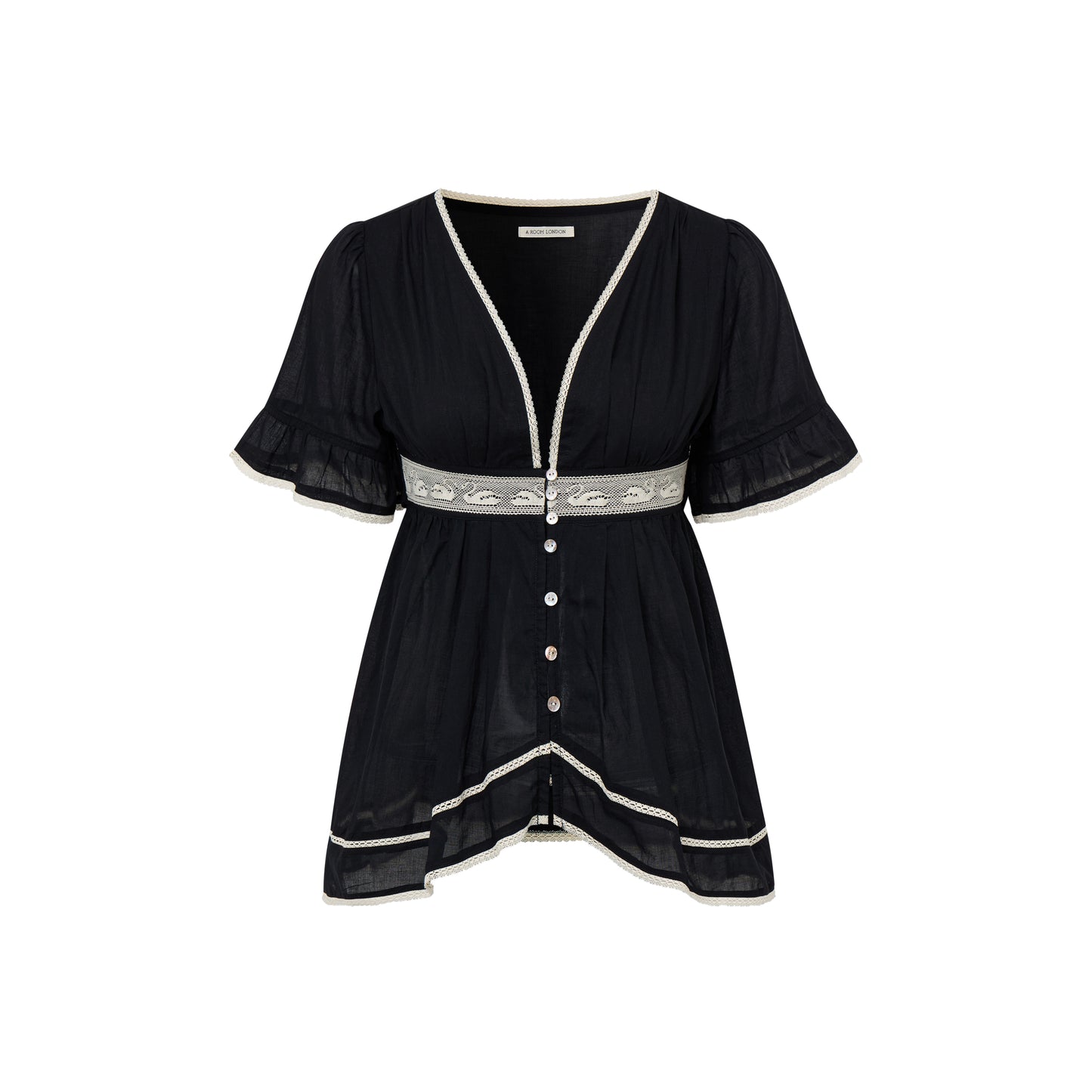 Alice Lace Blouse | Black Cotton