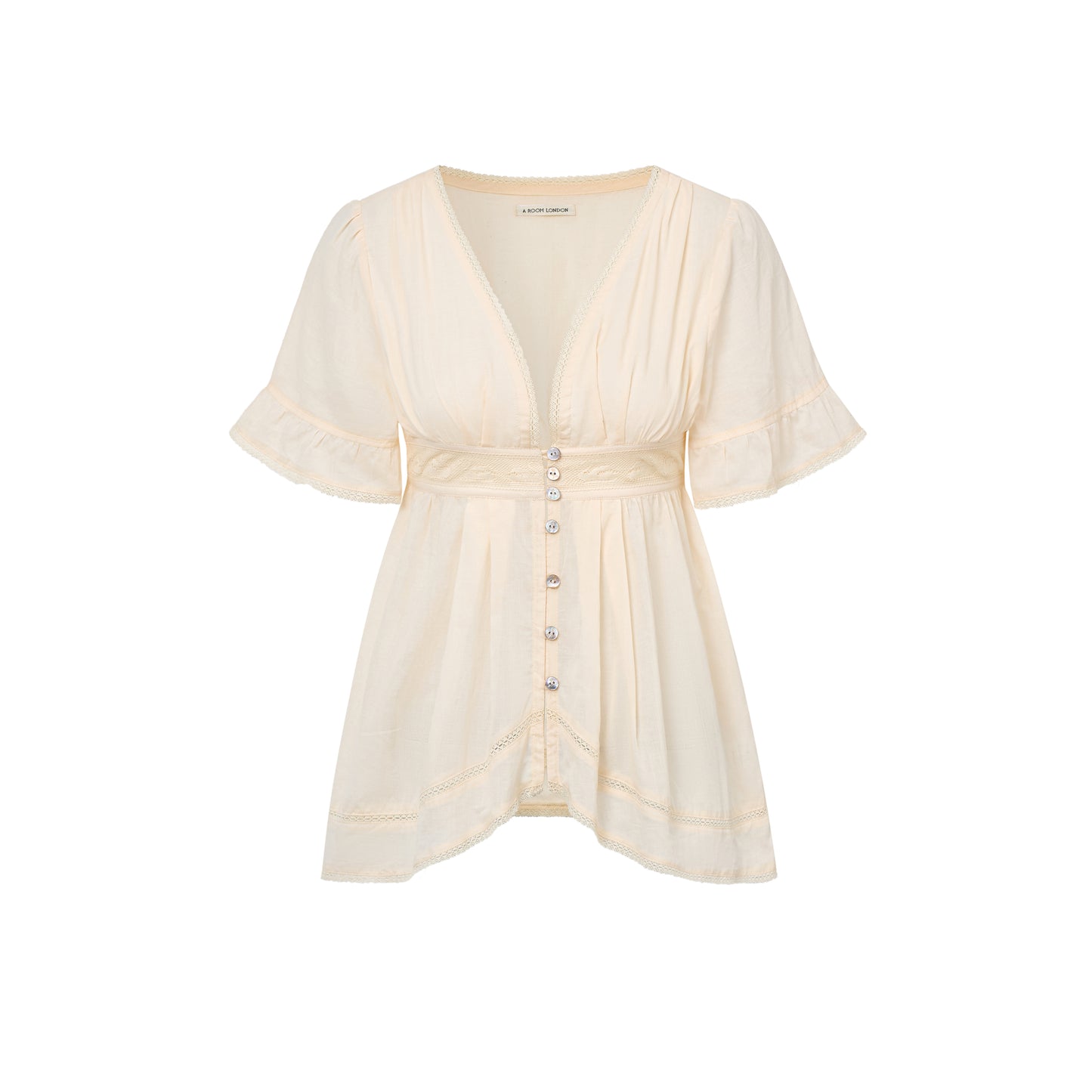 Alice Lace Blouse | Beige Cotton