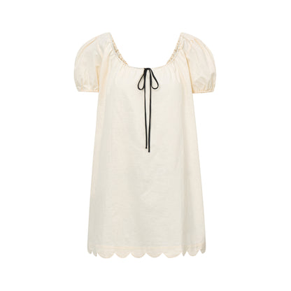 Hilma Dress | Beige Cotton Linen
