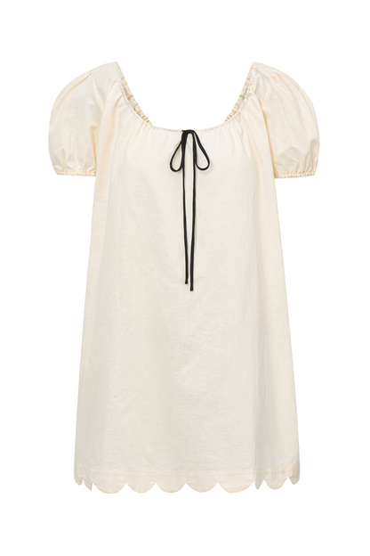 Hilma Dress | Beige Cotton Linen