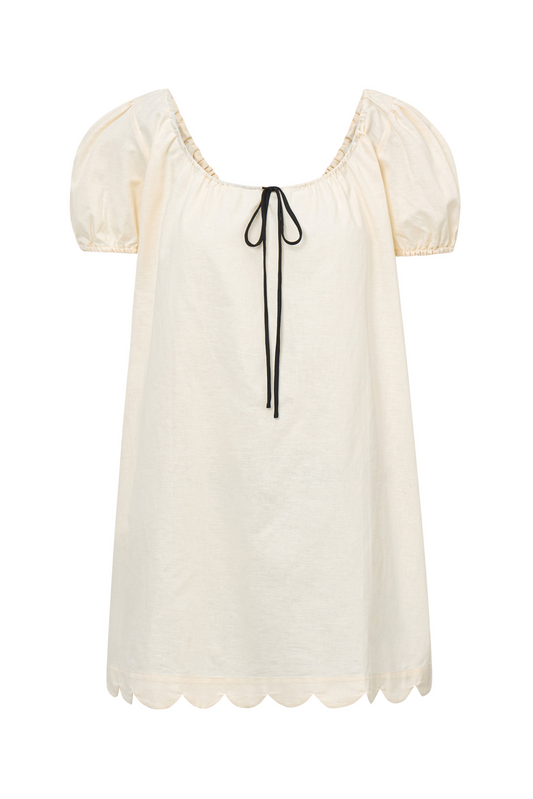 Hilma Dress | Beige Cotton Linen
