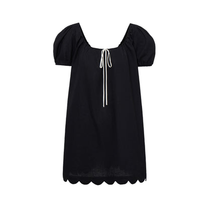 Hilma Dress | Black Cotton Linen