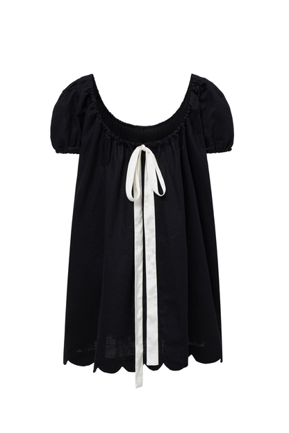 Hilma Dress | Black Cotton Linen
