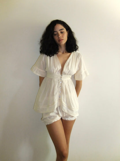 Alice Lace Blouse | Beige Cotton