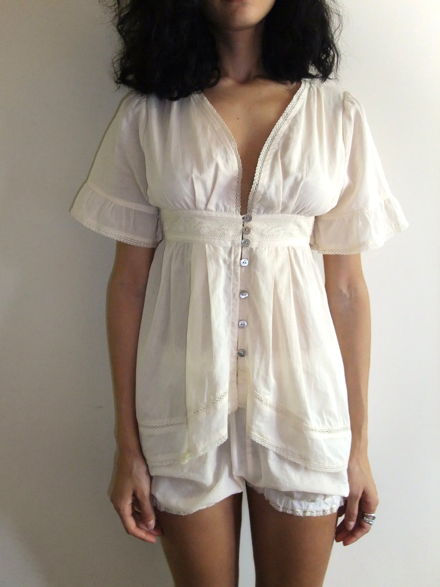 Alice Lace Blouse | Beige Cotton
