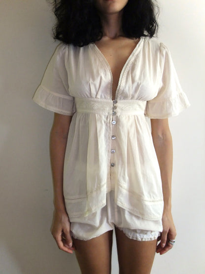 Alice Lace Blouse | Beige Cotton
