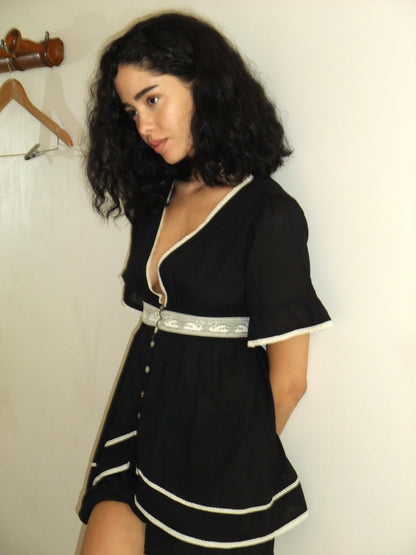 Alice Lace Blouse | Black Cotton