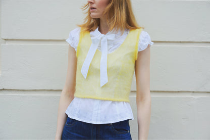 Molly Mohair Silk Vest Hand-knitted - Yellow