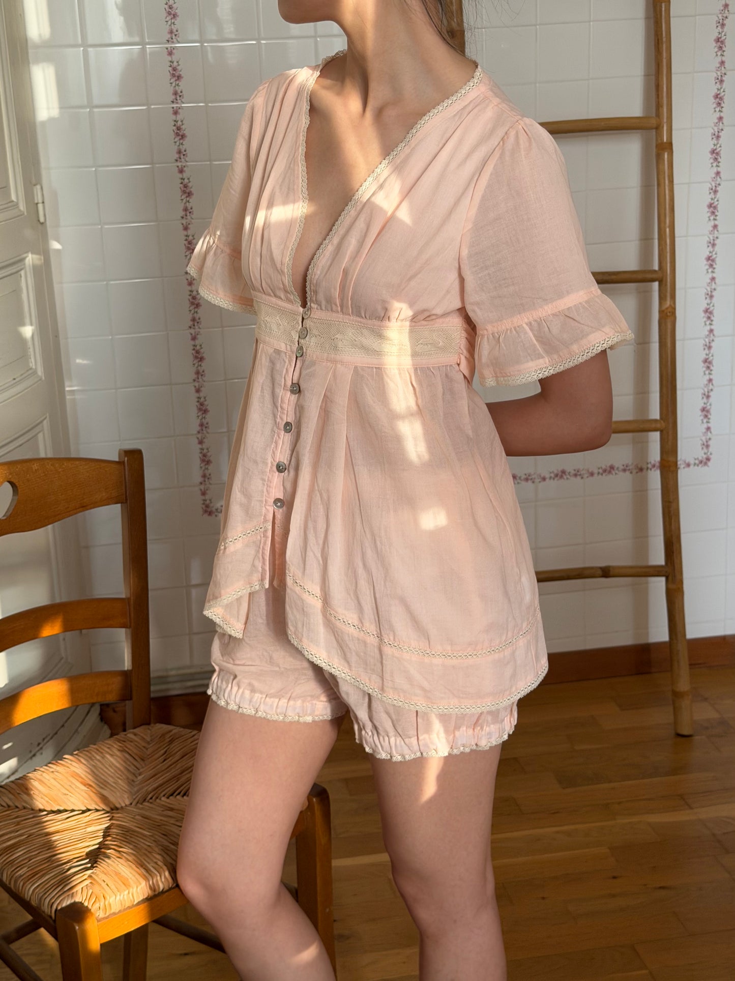Alice Lace Blouse | Peach Cotton