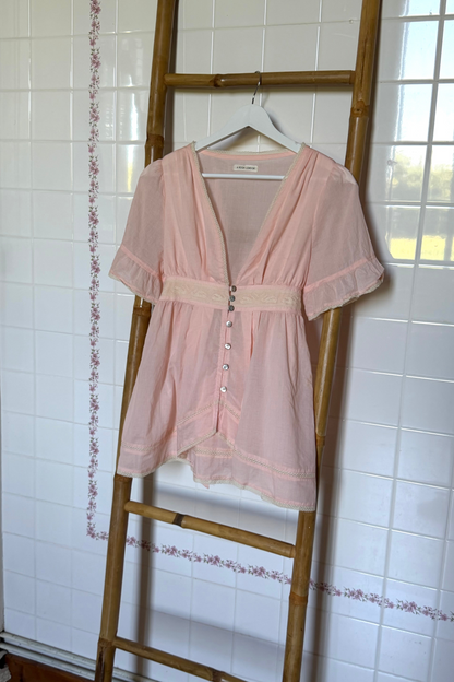 Alice Swan Lace Blouse | Peach Cotton