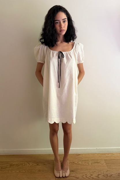 Hilma Dress | Beige Cotton Linen