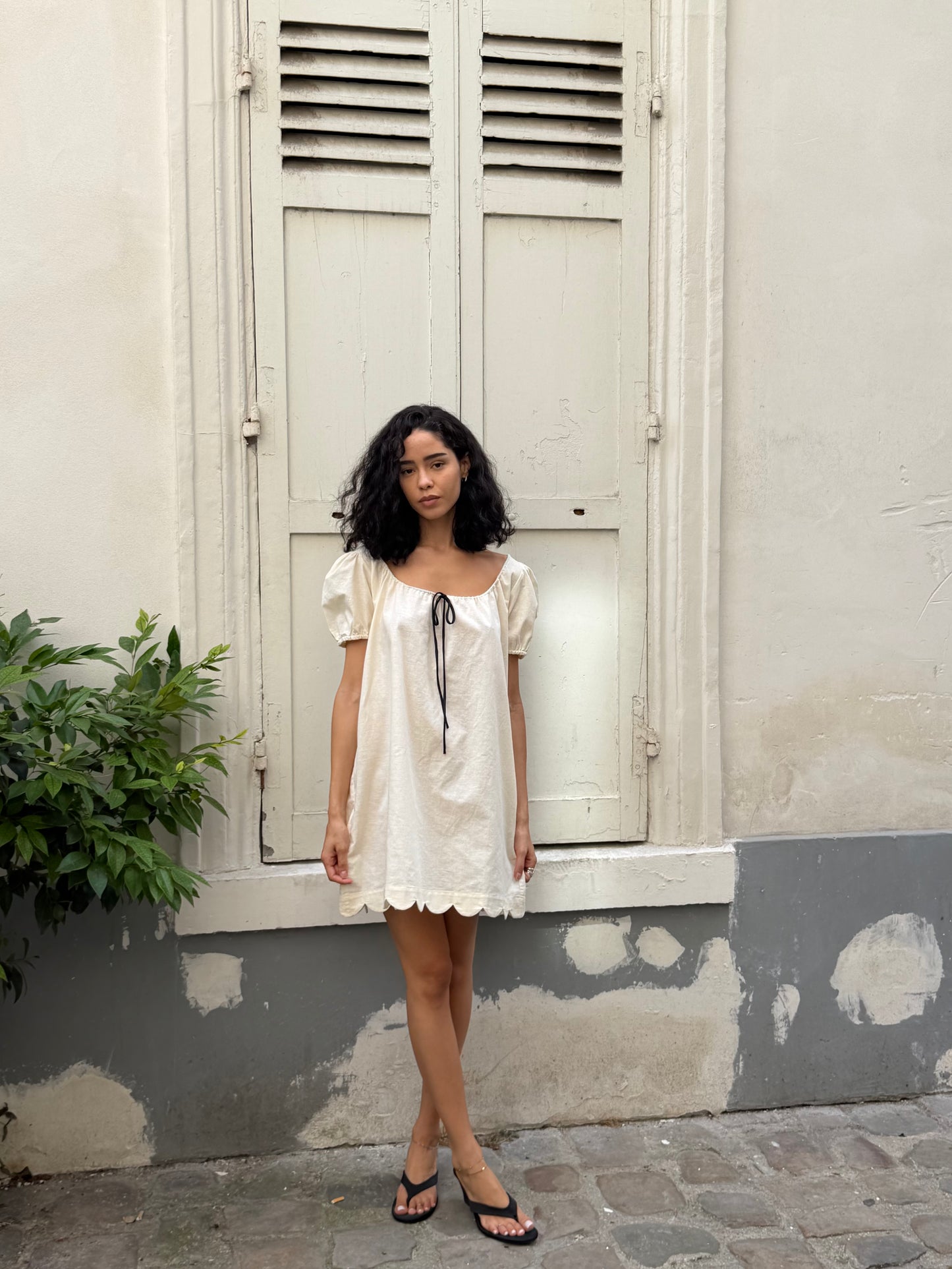 Hilma Dress | Beige Cotton Linen