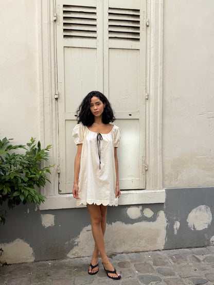 Hilma Dress | Beige Cotton Linen