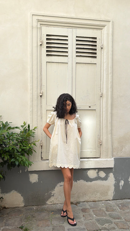 Hilma Dress | Beige Cotton Linen