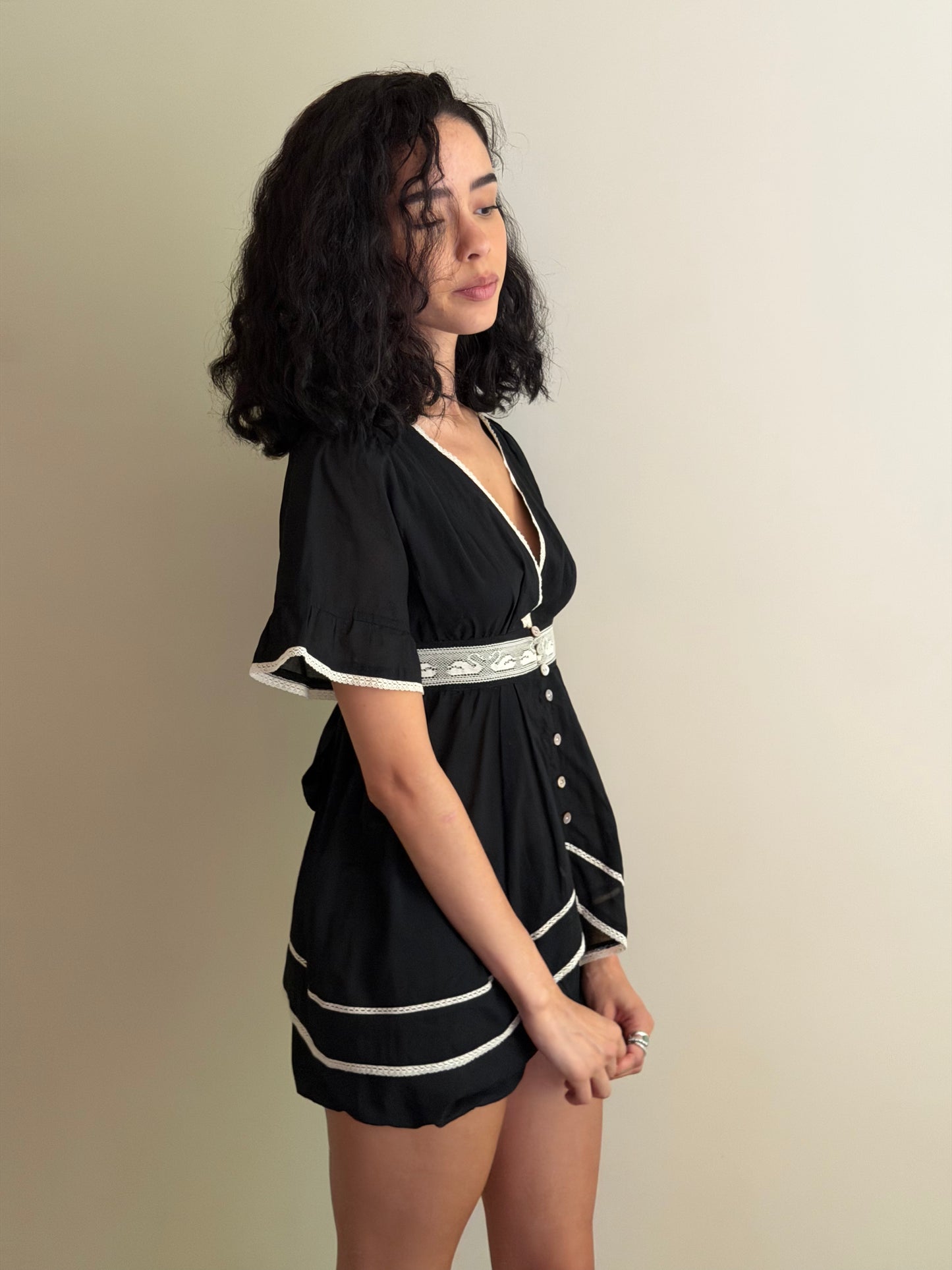 Alice Lace Blouse | Black Cotton
