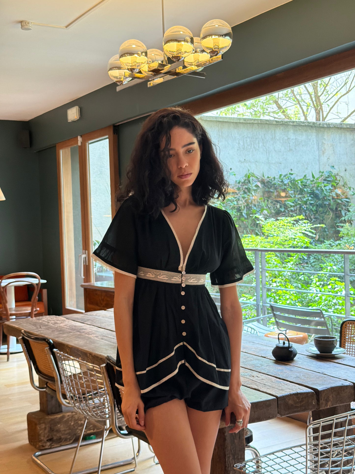 Alice Lace Blouse | Black Cotton