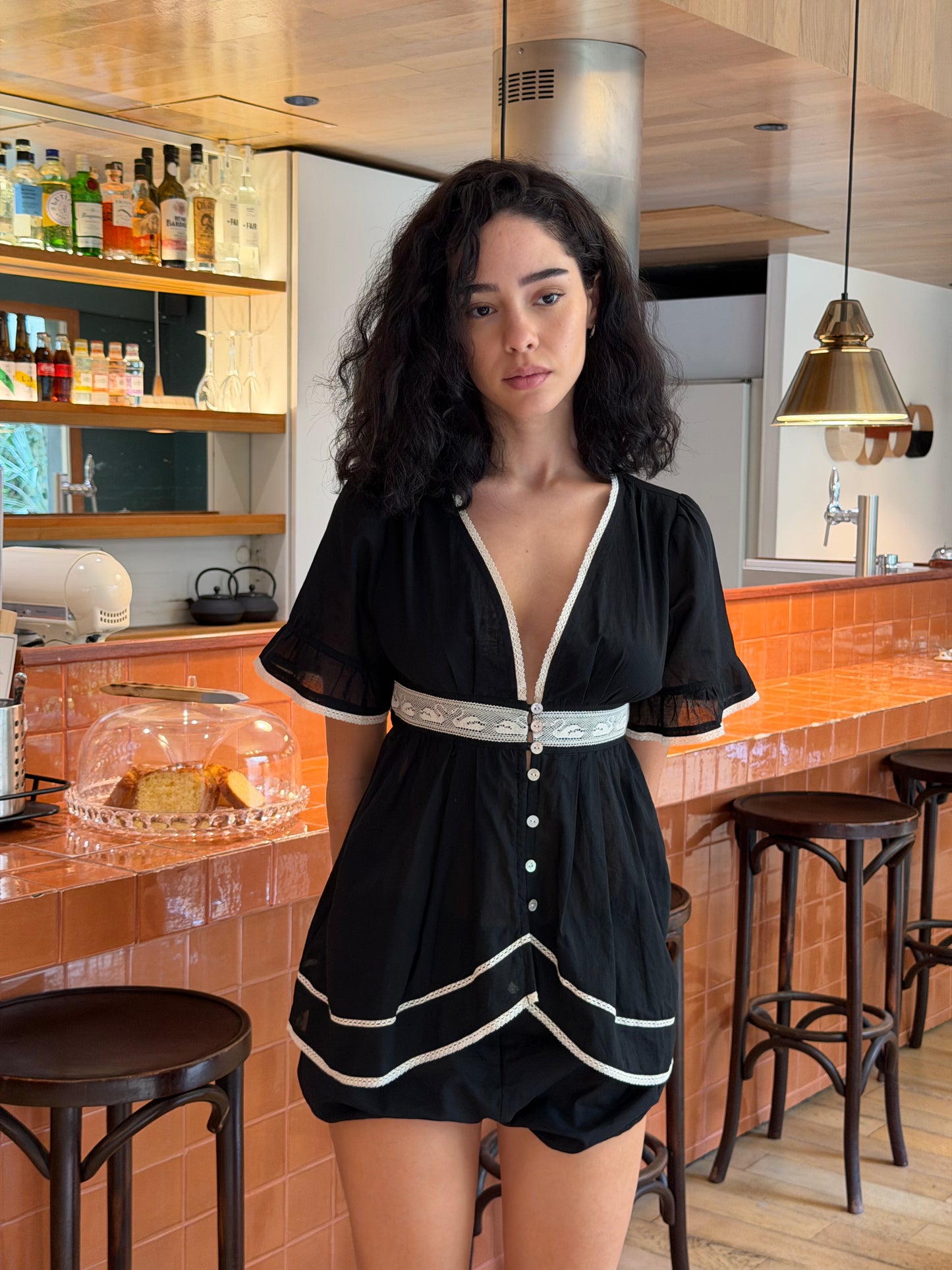 Alice Lace Blouse | Black Cotton