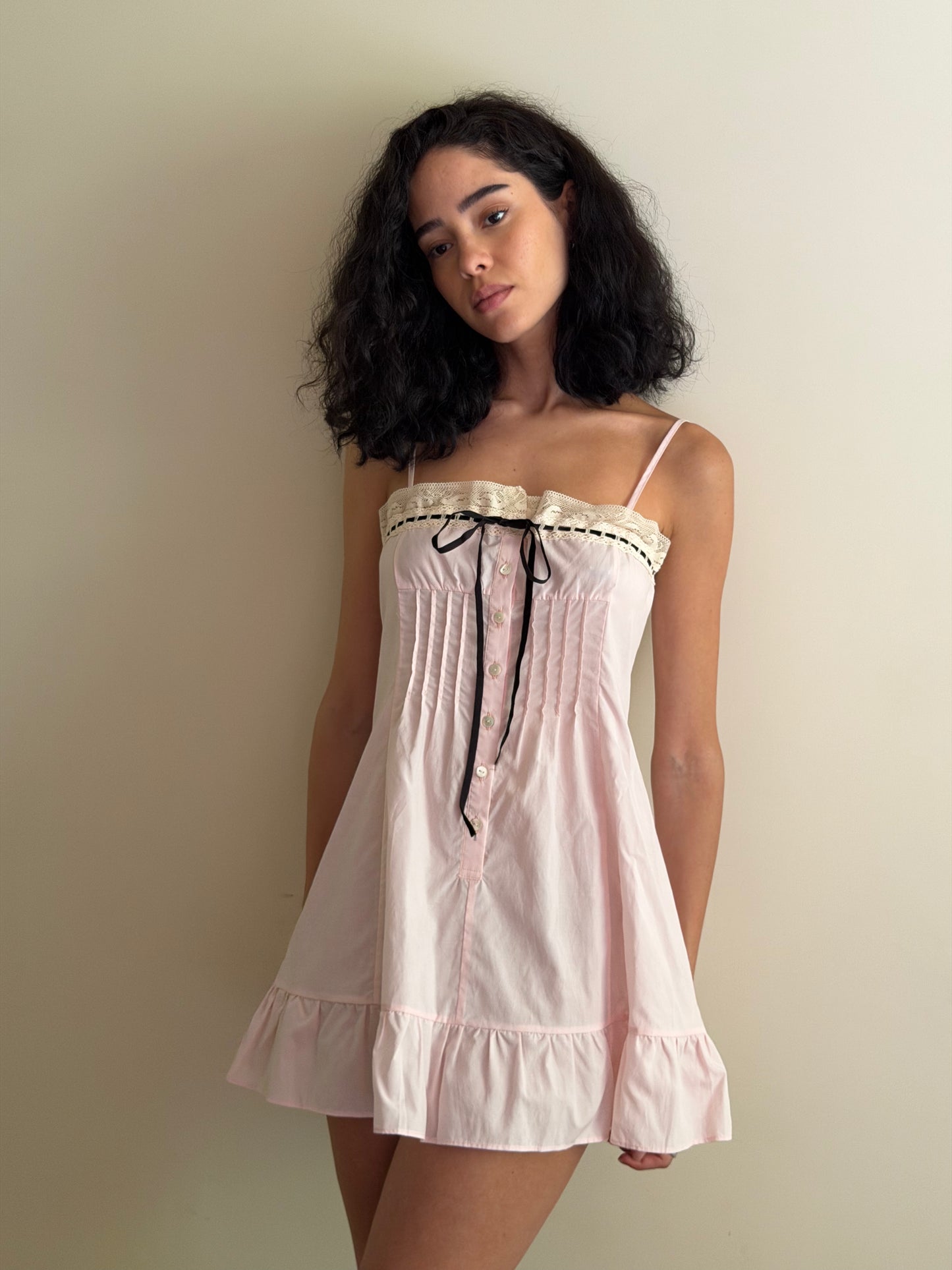 Minnie Slip Dress | Pastel Pink Cotton