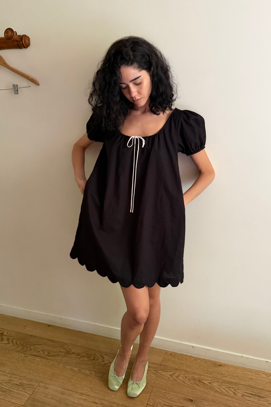 Hilma Dress | Black Cotton Linen