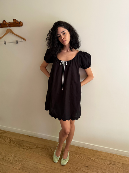 Hilma Dress | Black Cotton Linen