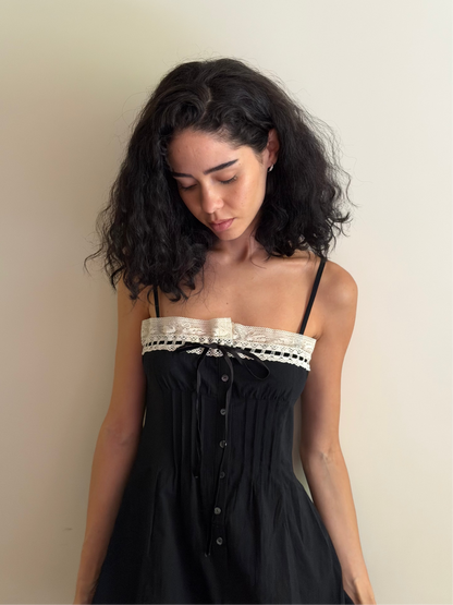 Minnie Slip Dress | Black Cotton