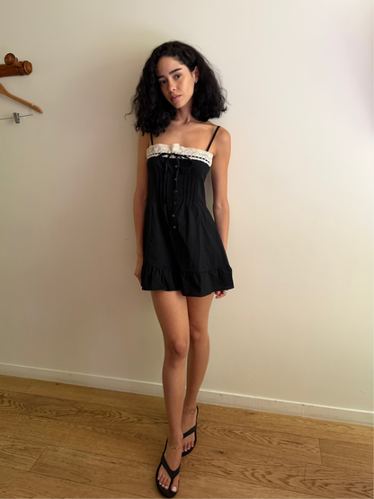 Minnie Slip Dress | Black Cotton