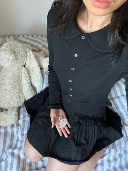 Nora Cardigan | Black Pointelle