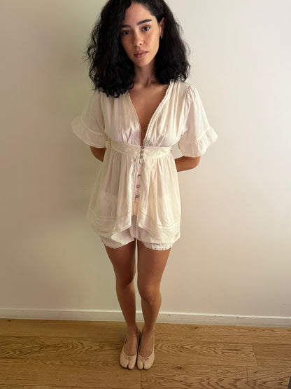 Alice Lace Blouse | Beige Cotton