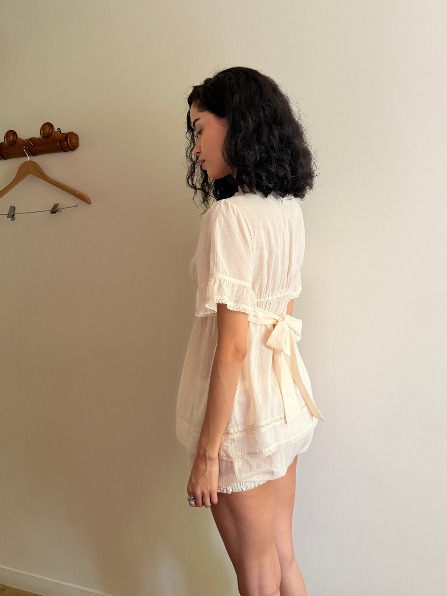 Alice Lace Blouse | Beige Cotton