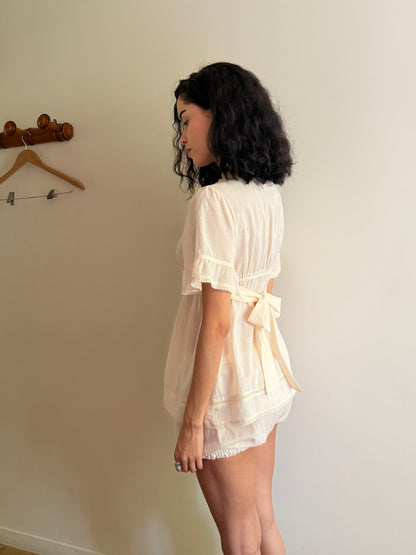 Alice Lace Blouse | Beige Cotton