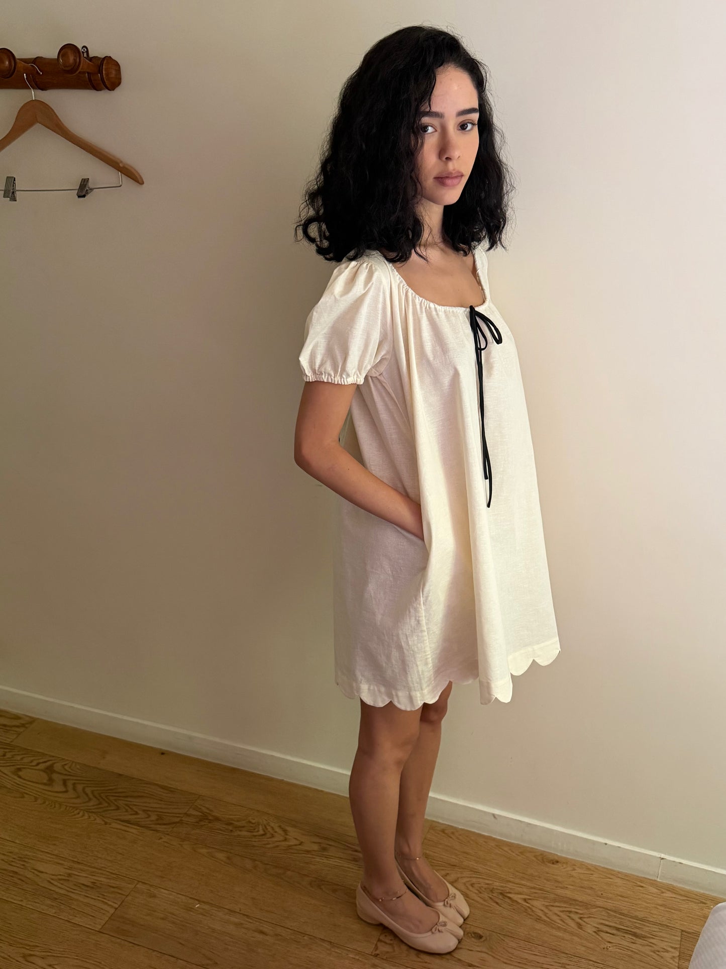 Hilma Dress | Beige Cotton Linen