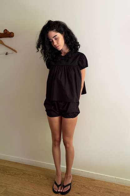 Momo Blouse | Black Cotton