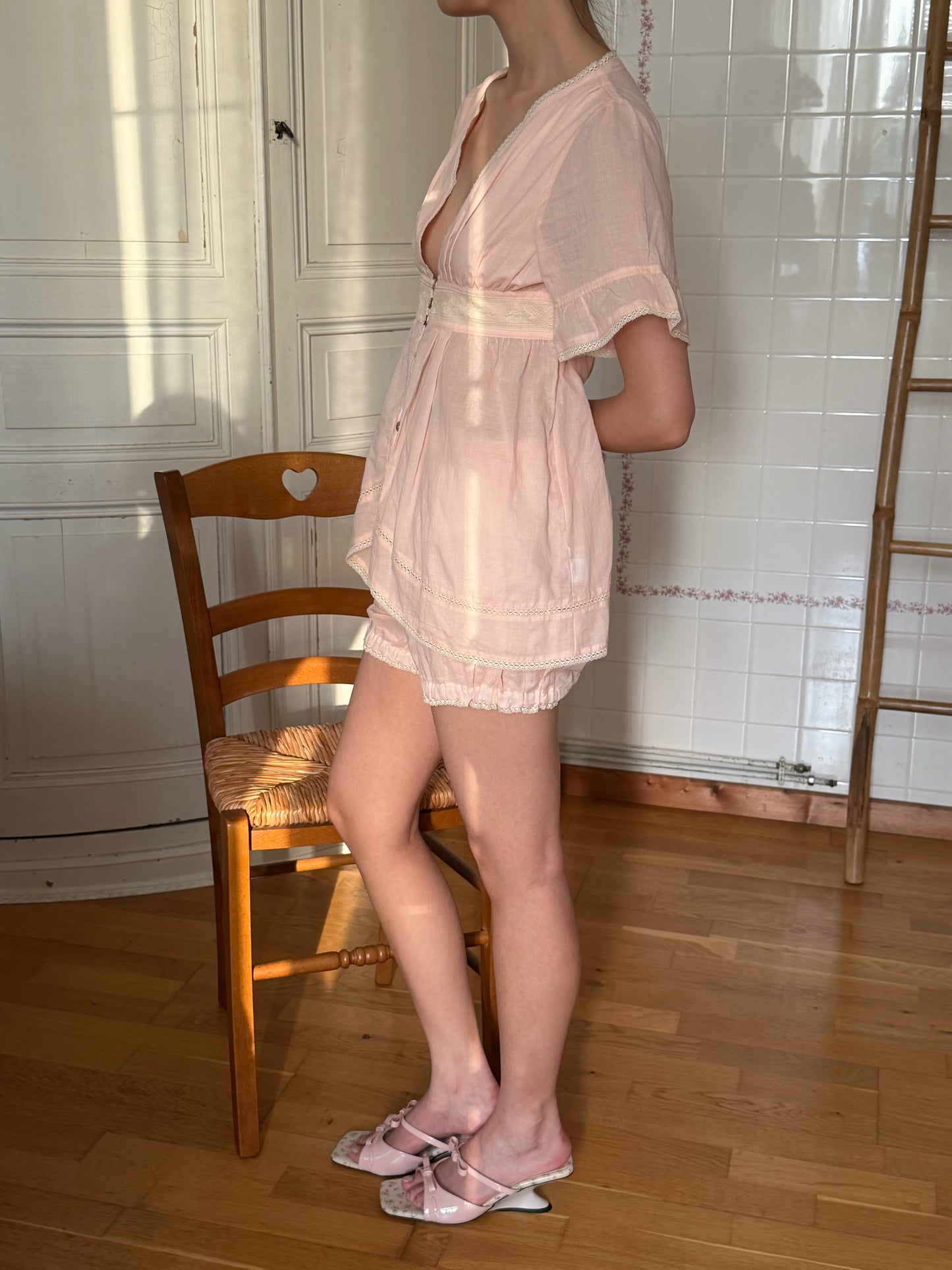 Alice Lace Blouse | Peach Cotton