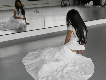 Alma Ruffle Maxi Skirt | White Cotton